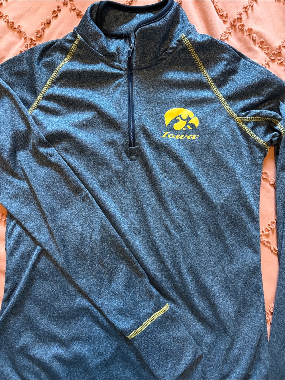 Women’s Heather Navy 1/4-Zip Swim Rash Guard with Yellow Logo